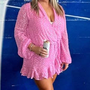 Worn once, Ladies, Barbie pink, Rococo sand, size M dress, bought from Revolve.